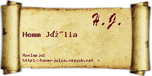 Hemm Júlia névjegykártya