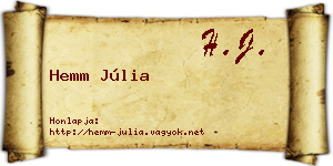 Hemm Júlia névjegykártya